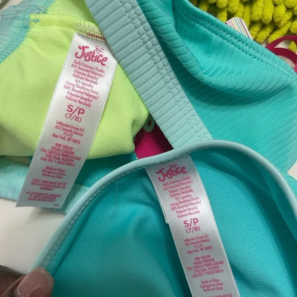 Justice Girls 2pc Bikini Blue & Pink Set(Size Small 7/8)